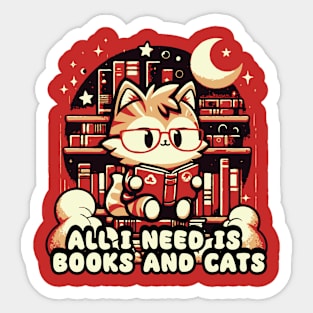 All I Need Is Books And Cats Sticker